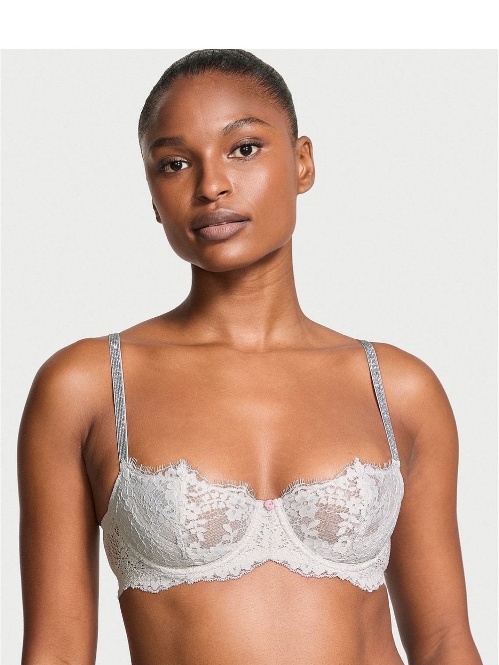 Victoria's Secret Silver Floral Lace Underwire Bra